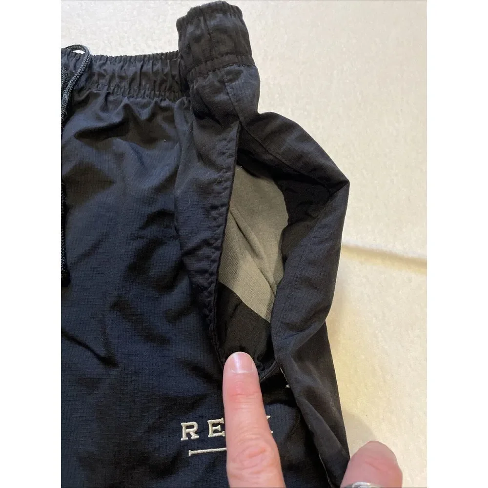 VTG Reebok Track Pants Lined Windbreaker Mens Size XL Black‎ Drawstring Zip Y2K